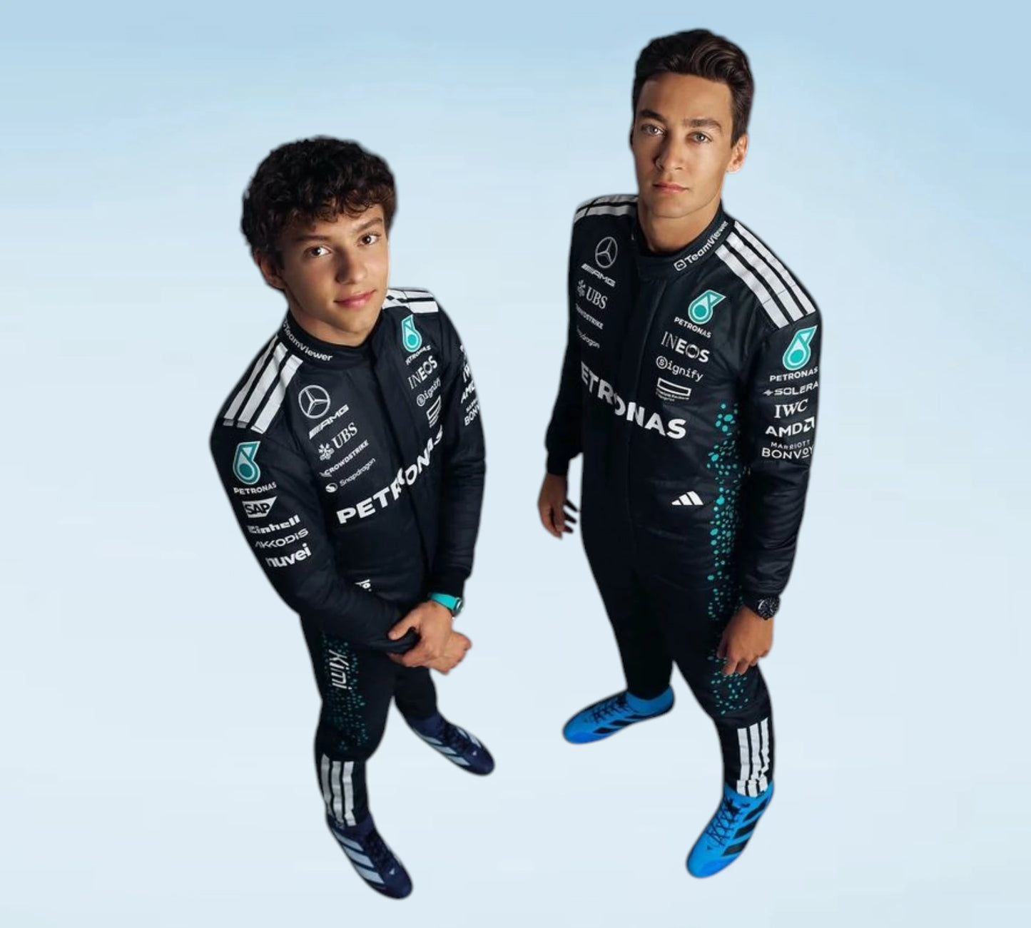 George Russell & Kimi Antonelli Mercedes F1 Team Racing Suit 2025
2025 Professional Inspired Mercedes-AMG Petronas Racing Suit