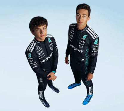 George Russell & Kimi Antonelli Mercedes F1 Team Racing Suit 2025
2025 Professional Inspired Mercedes-AMG Petronas Racing Suit