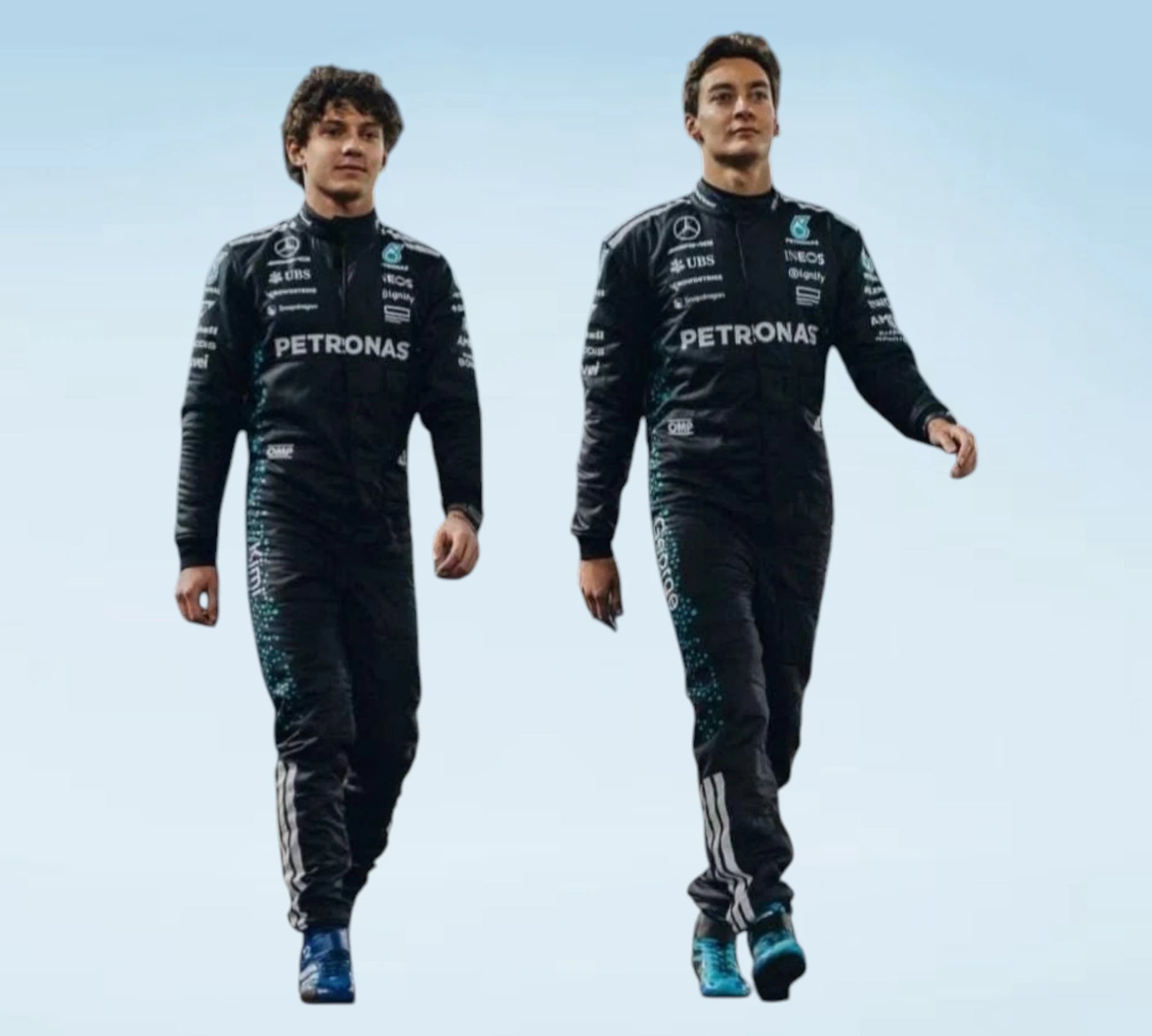 2025 George Russell & Andrea Kimi Antonelli Mercedes-AMG Petronas Professional Personalized Inspired F1 Team Racing Suit