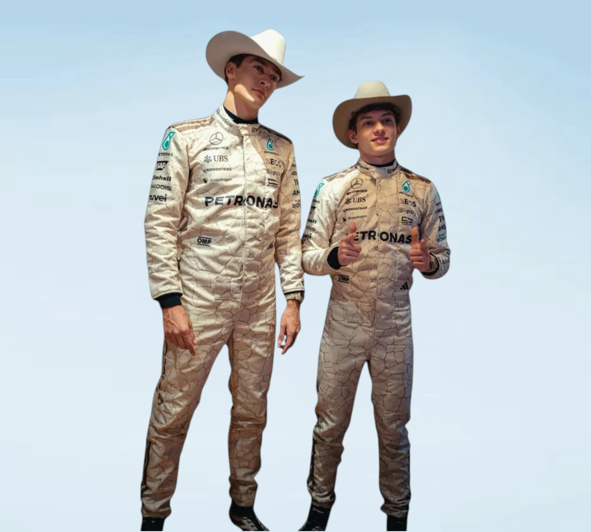 2025 George Russell & Andrea Kimi Antonelli Mercedes-AMG Petronas USA Austin Grand Prix F1 Replica Racing Suit for Formula 1 Fans