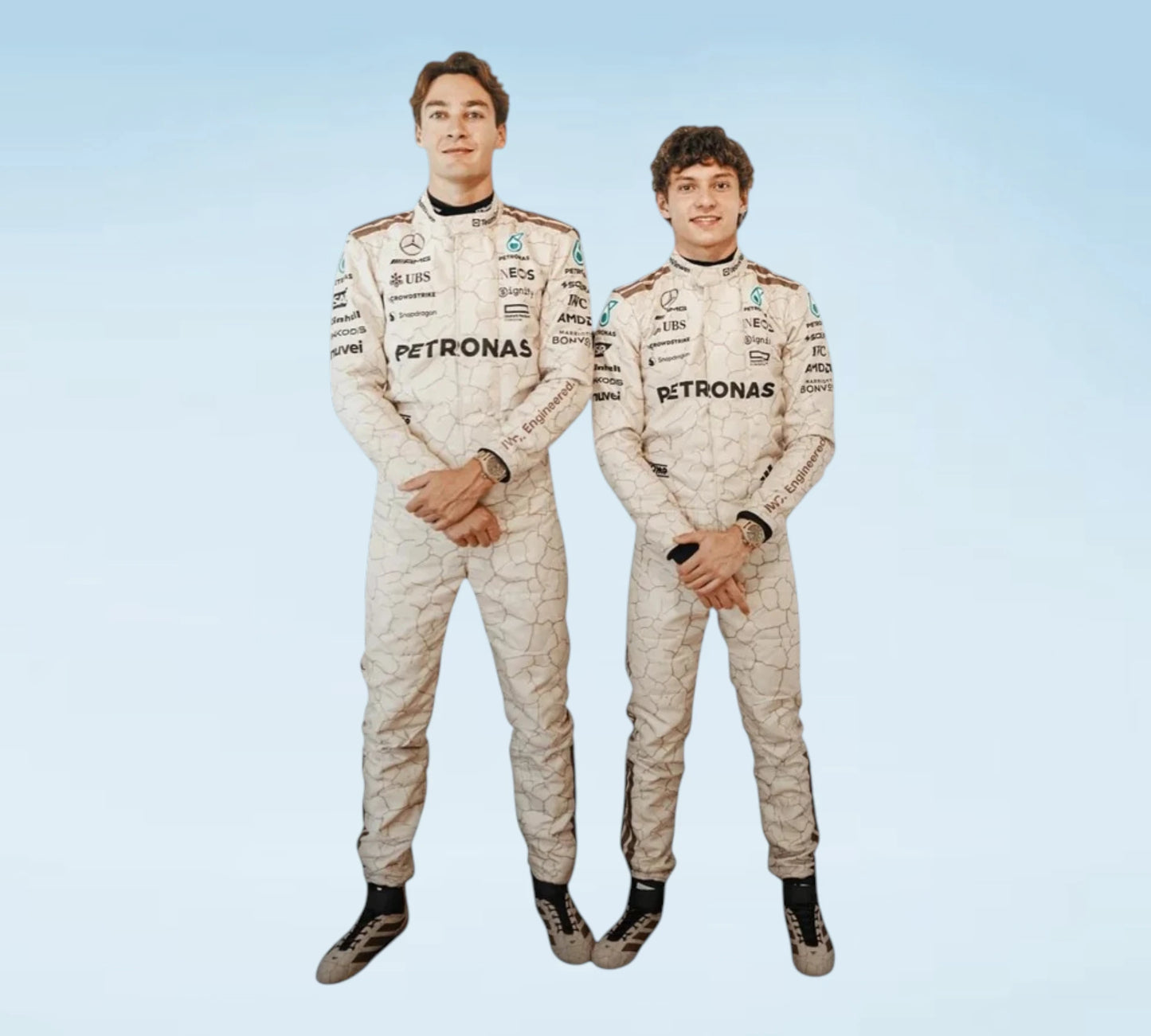 Mercedes-AMG Petronas Formula 1 USA GP Racing Suit 2025
George Russell & Andrea Kimi Antonelli Mercedes F1 Austin GP Racewear 2025