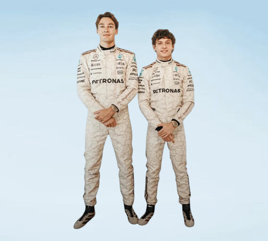 Mercedes-AMG Petronas Formula 1 USA GP Racing Suit 2025
George Russell & Andrea Kimi Antonelli Mercedes F1 Austin GP Racewear 2025