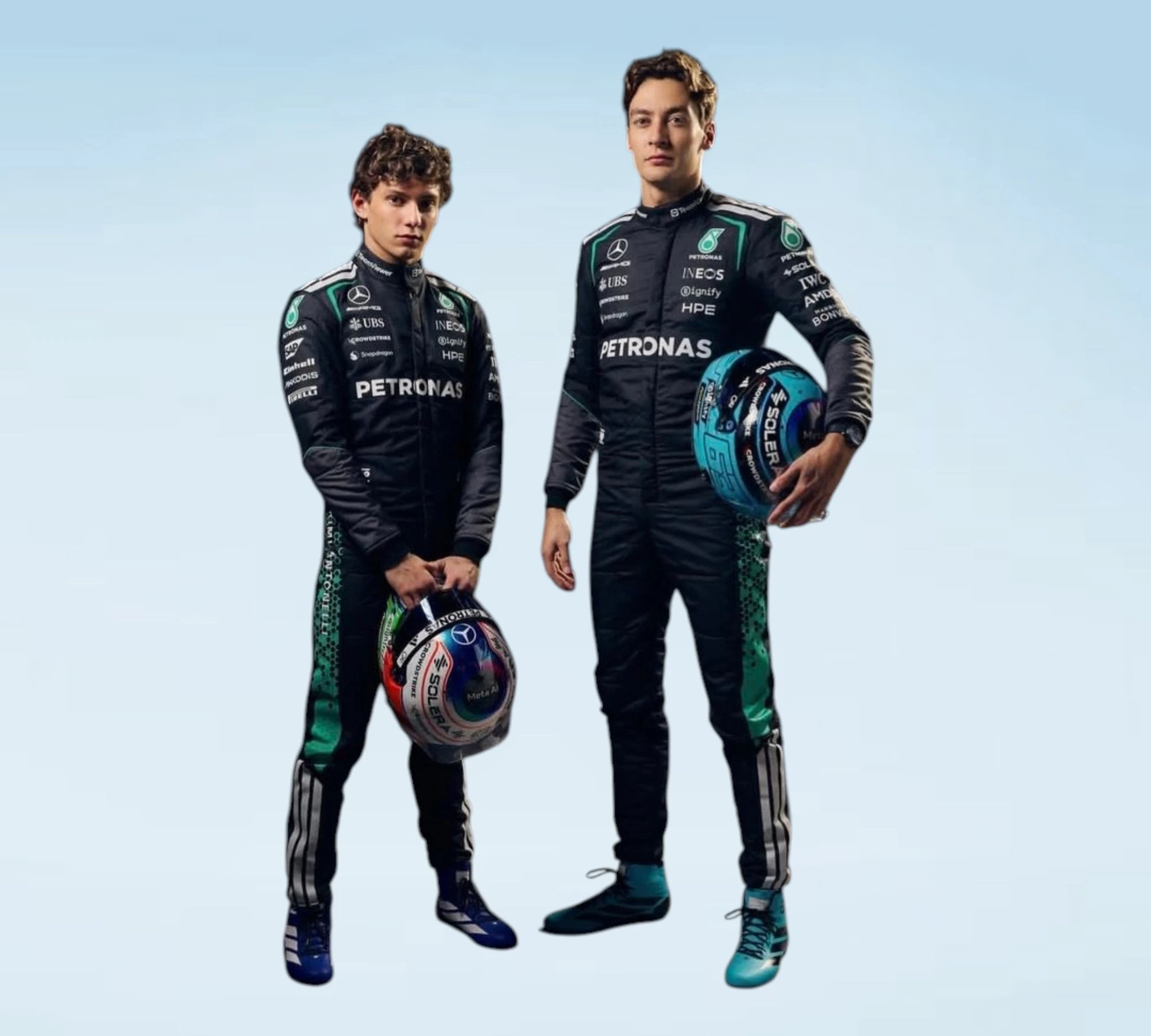 2026 Mercedes-AMG Petronas Professional Inspired F1 Racing Suit
George Russell & Kimi Antonelli Team Mercedes Racing Suit – 2026 Edition