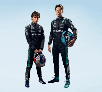 2026 Mercedes-AMG Petronas Professional Inspired F1 Racing Suit
George Russell & Kimi Antonelli Team Mercedes Racing Suit – 2026 Edition
