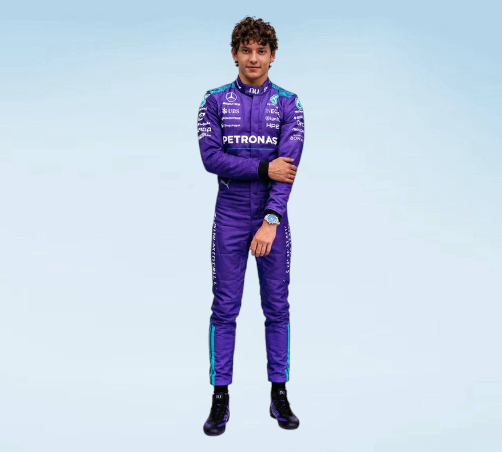 Own the 2026 Mercedes-AMG Petronas F1 Replica Racing Suit inspired by Andrea Kimi Antonelli and George Russell. Premium motorsport racewear.