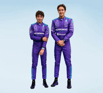 2026 Mercedes-AMG Petronas Andrea Kimi Antonelli & George Russell F1 Replica Racing Suit
George Russell & Andrea Kimi Antonelli 2026 Mercedes F1 Racing Suit
2026 Mercedes-AMG Petronas Formula 1 Replica Racing Suit – Driver Edition