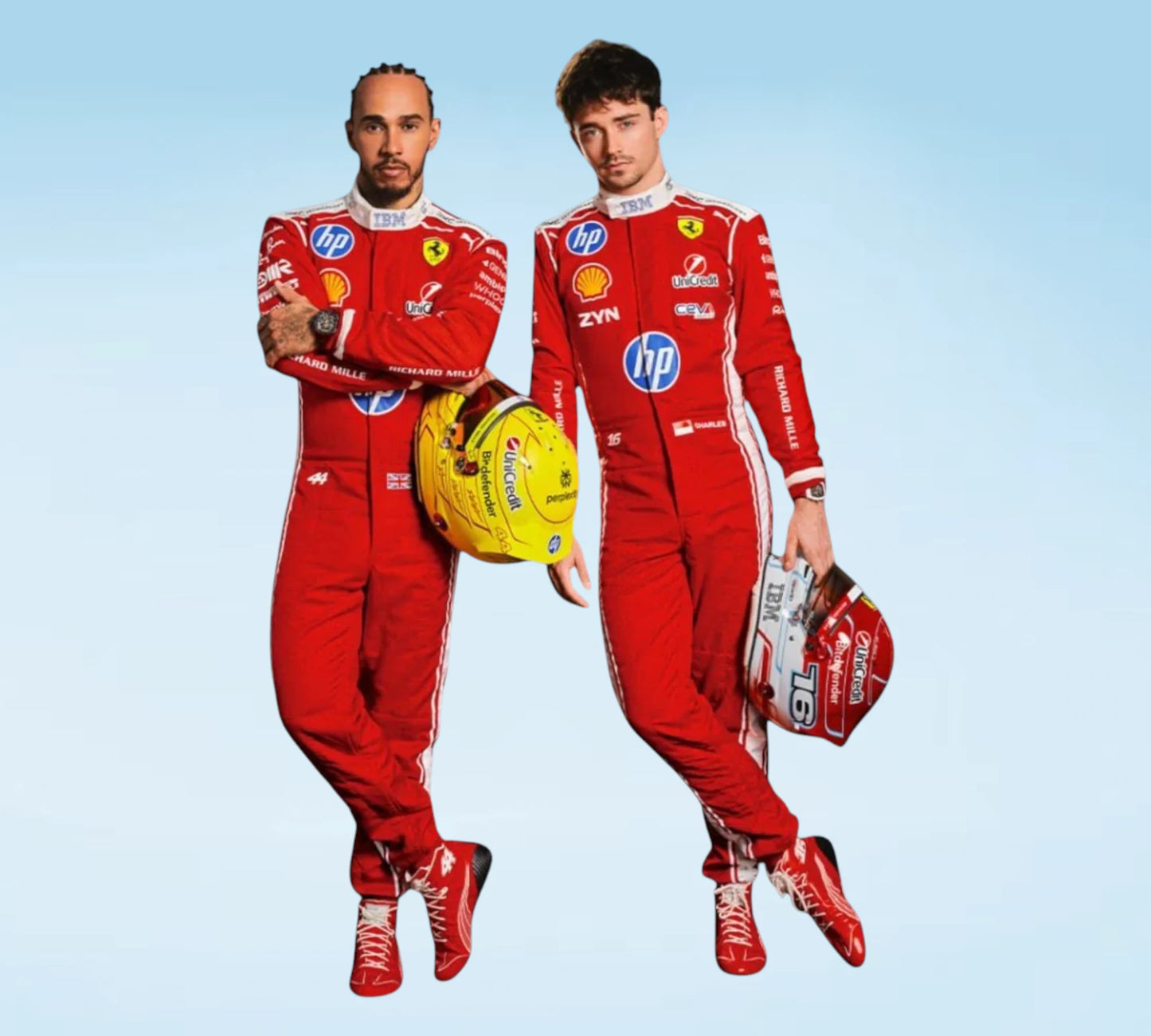 Charles Leclerc & Lewis Hamilton Scuderia Ferrari HP F1 Team Replica Racing Suit
Charles Leclerc & Lewis Hamilton Ferrari F1 Replica Racing Suit | Scuderia Ferrari HP Racewear