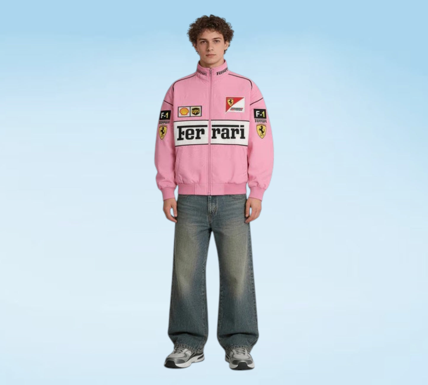 Scuderia Ferrari Pink Cotton Vintage Racing Jacket – Premium F1 Apparel