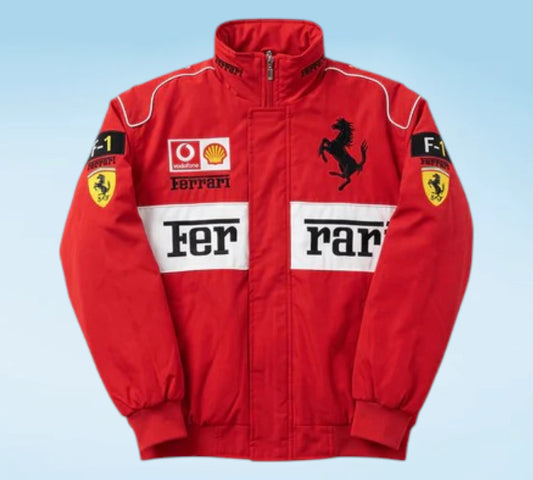 Ferrari Vintage Racing Jacket White ZipCover for F1 Fans