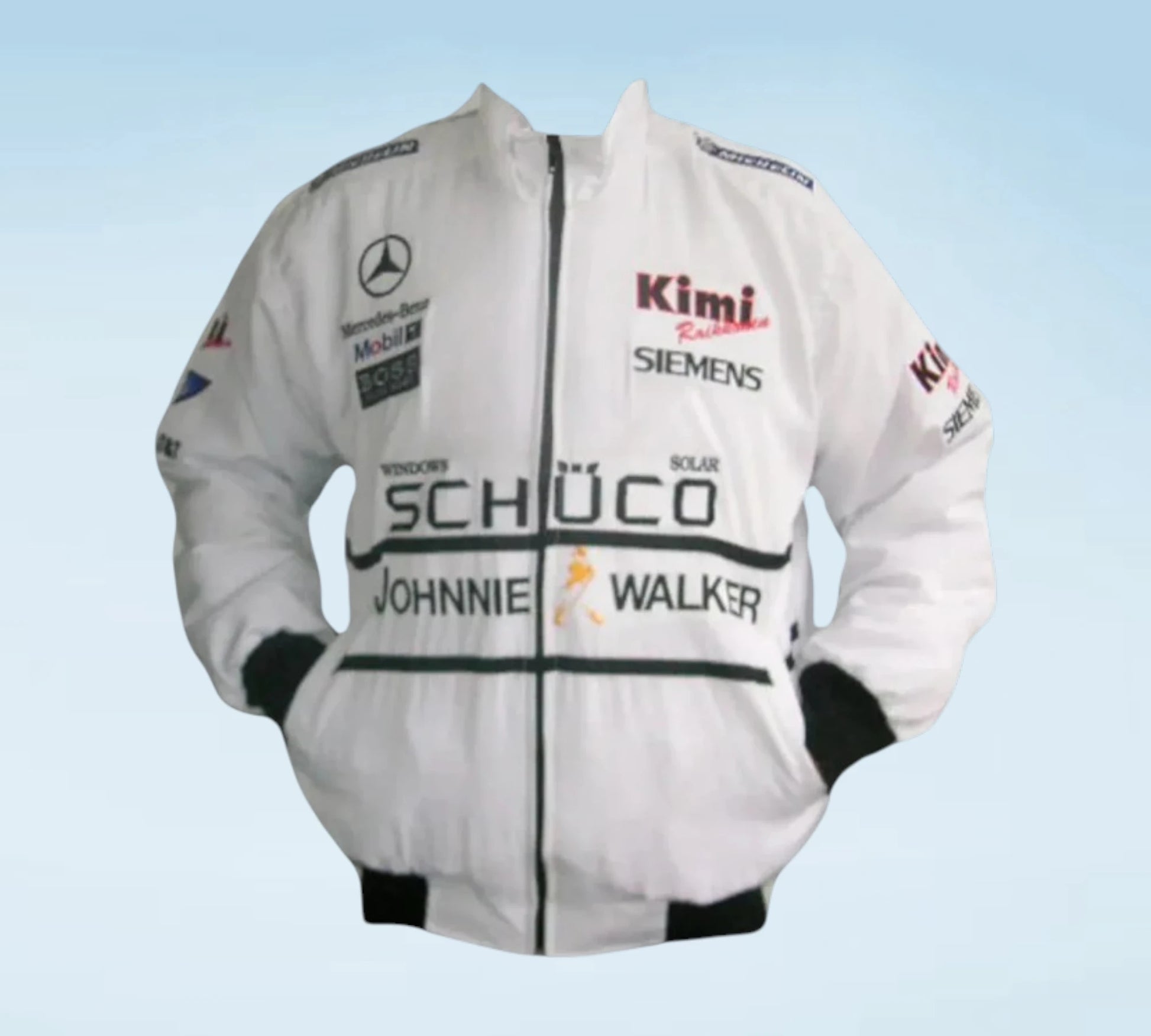 Vintage Kimi Räikkönen McLaren Mercedes Racing Jacket
McLaren Mercedes Formula 1 Kimi Räikkönen Bomber Jacket