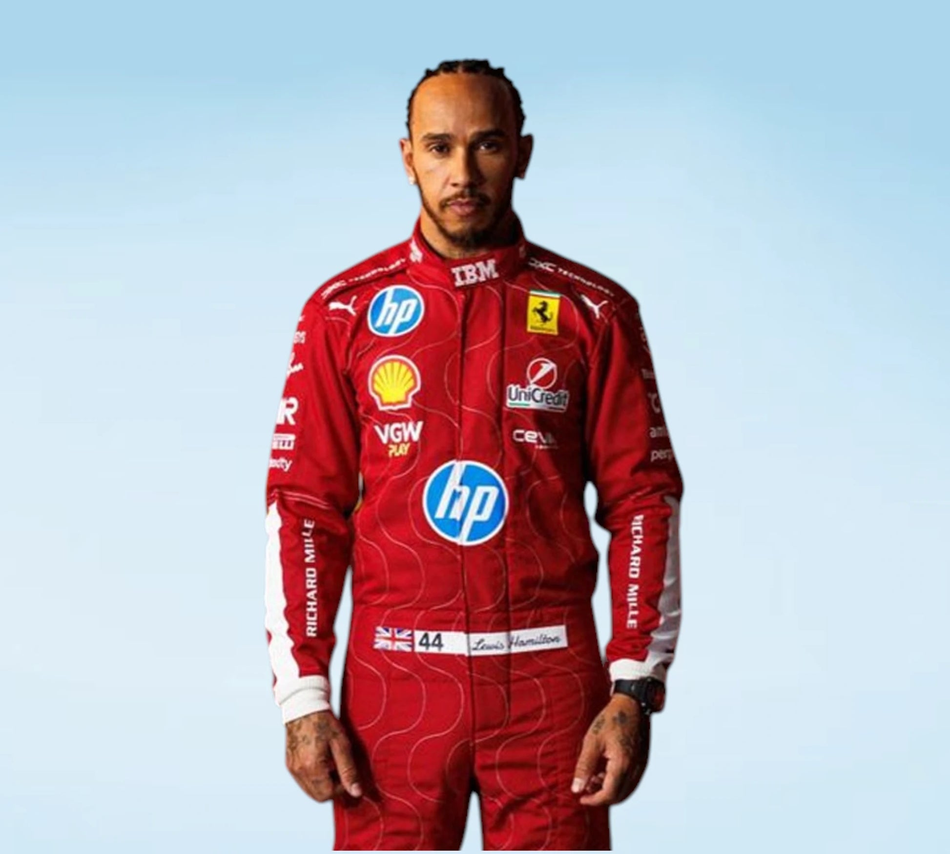 Lewis Hamilton 2025 Ferrari HP Monza GP Racing Suit