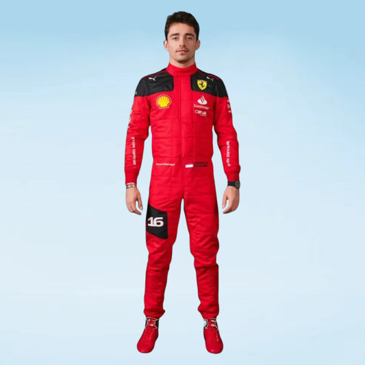 Charles Leclerc Formula 1 Ferrari racing suit 2023 design