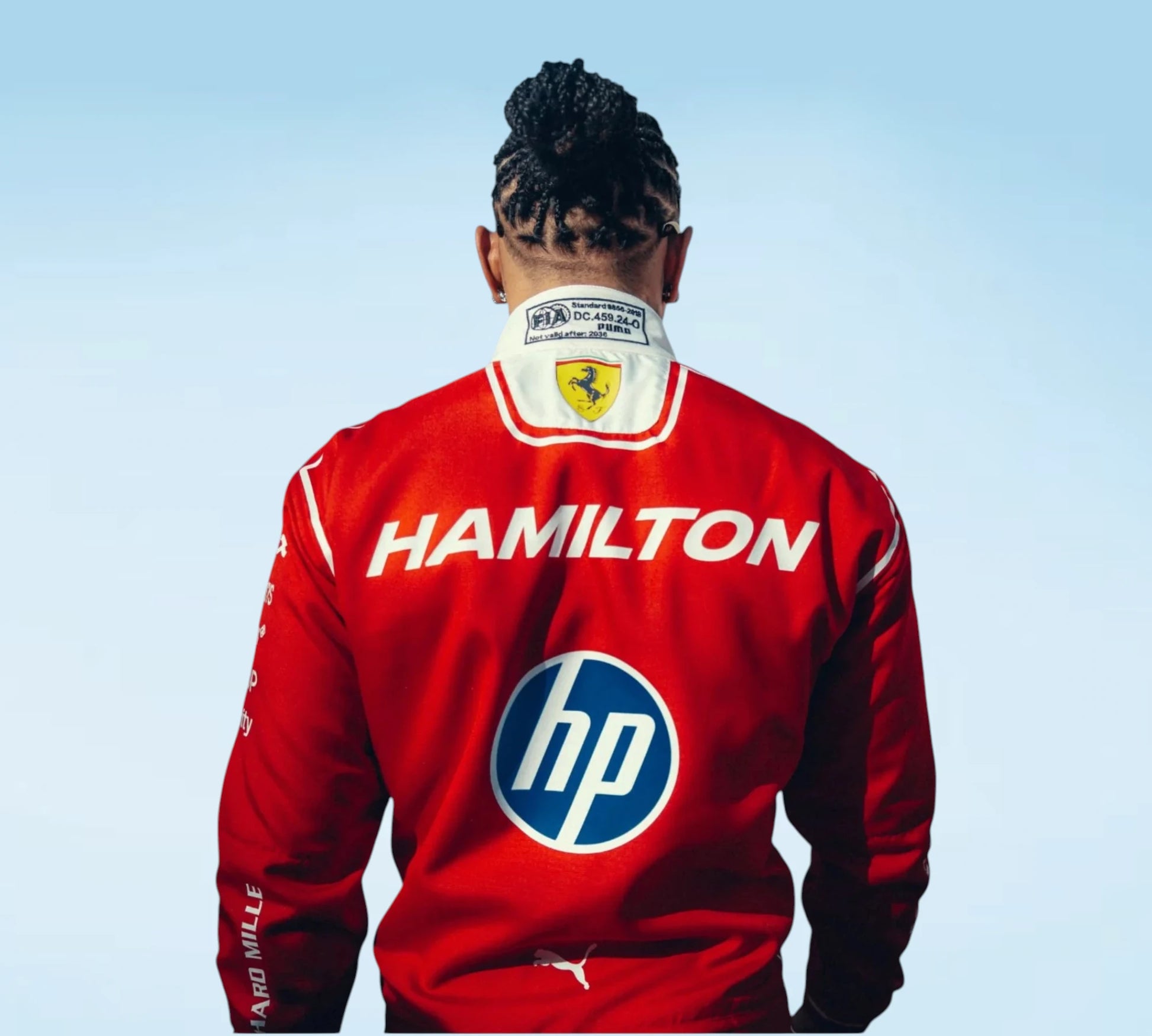 Get the iconic Lewis Hamilton Scuderia Ferrari HP 2026 Formula 1 Racing Suit. High-quality replica racewear designed for F1 fans, collectors, and motorsport enthusiasts.