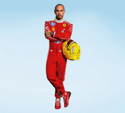Buy the Lewis Hamilton 2026 Ferrari HP F1 Replica Racing Suit, featuring authentic Scuderia Ferrari team styling, sponsor logos, and premium racing-inspired craftsmanship.