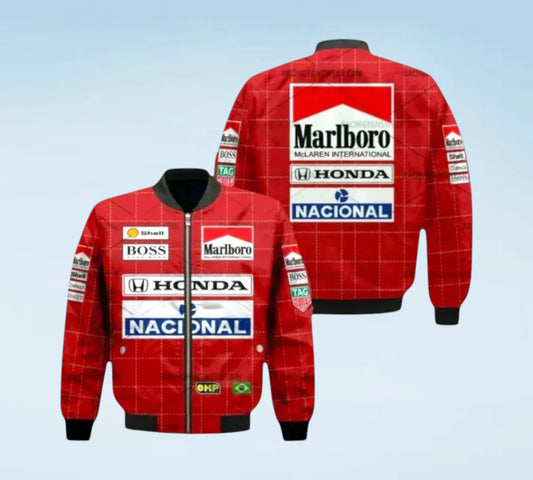 Ayrton Senna Vintage Honda F1 Racing Jacket Personalized Inspired Motorsport Jacket